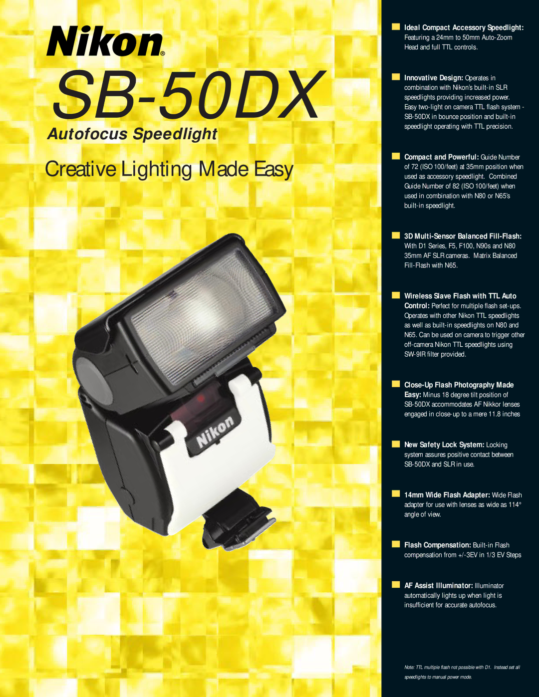 Nikon SB-50DX manual Creative Lighting Made Easy 