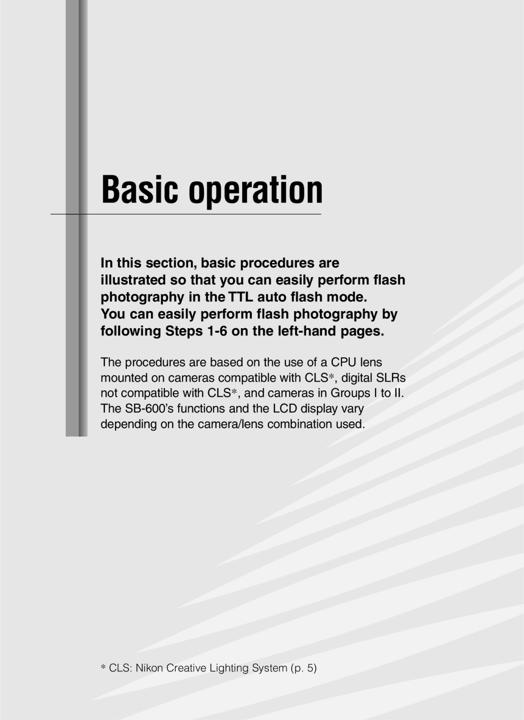 Nikon SB-600 user manual Basic operation 