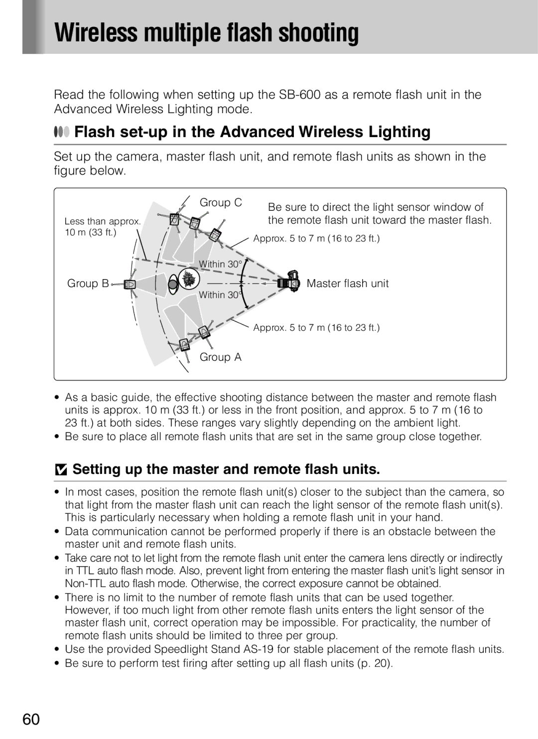 Nikon SB-600 user manual Wireless multiple flash shooting, Flash set-up in the Advanced Wireless Lighting 