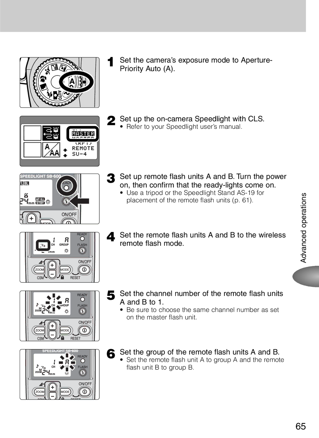 Nikon SB-600 user manual Set the group of the remote flash units a and B 