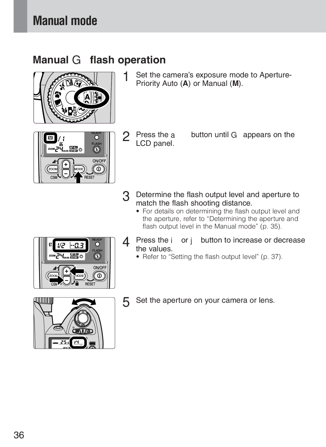 Nikon SB-600 instruction manual Manual mode, Press the i or j button to increase or decrease the values 