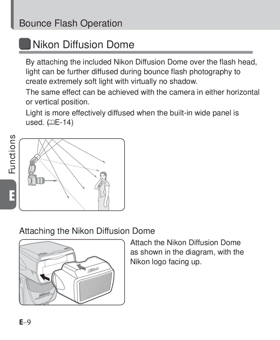 Nikon SB-700, SB 700 user manual Attaching the Nikon Diffusion Dome 