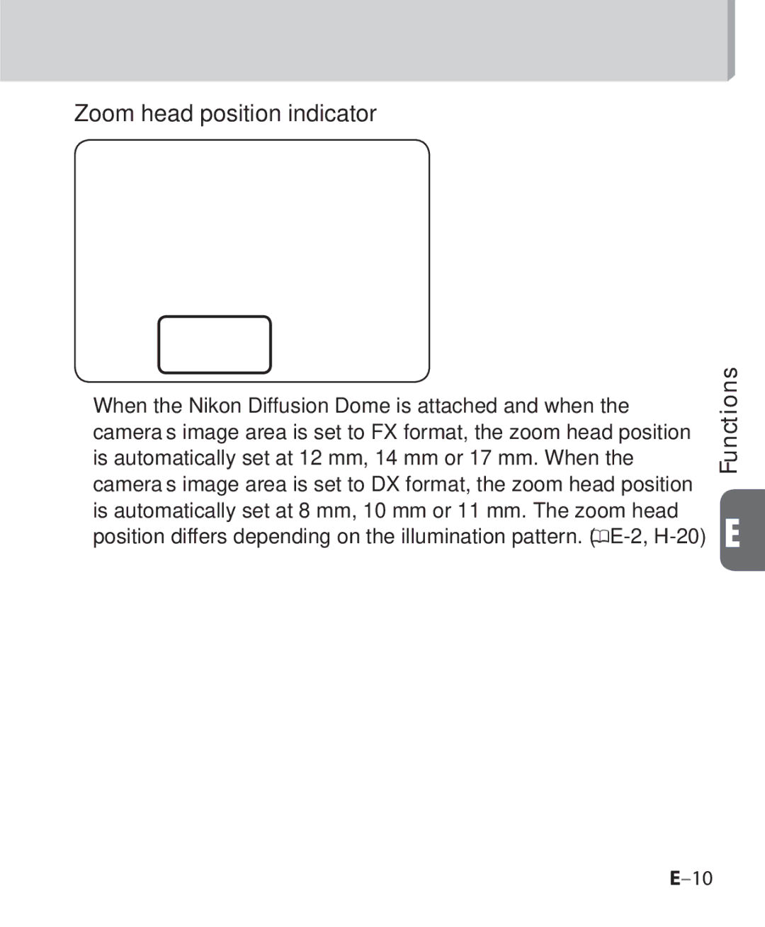 Nikon SB 700, SB-700 user manual Zoom head position indicator 