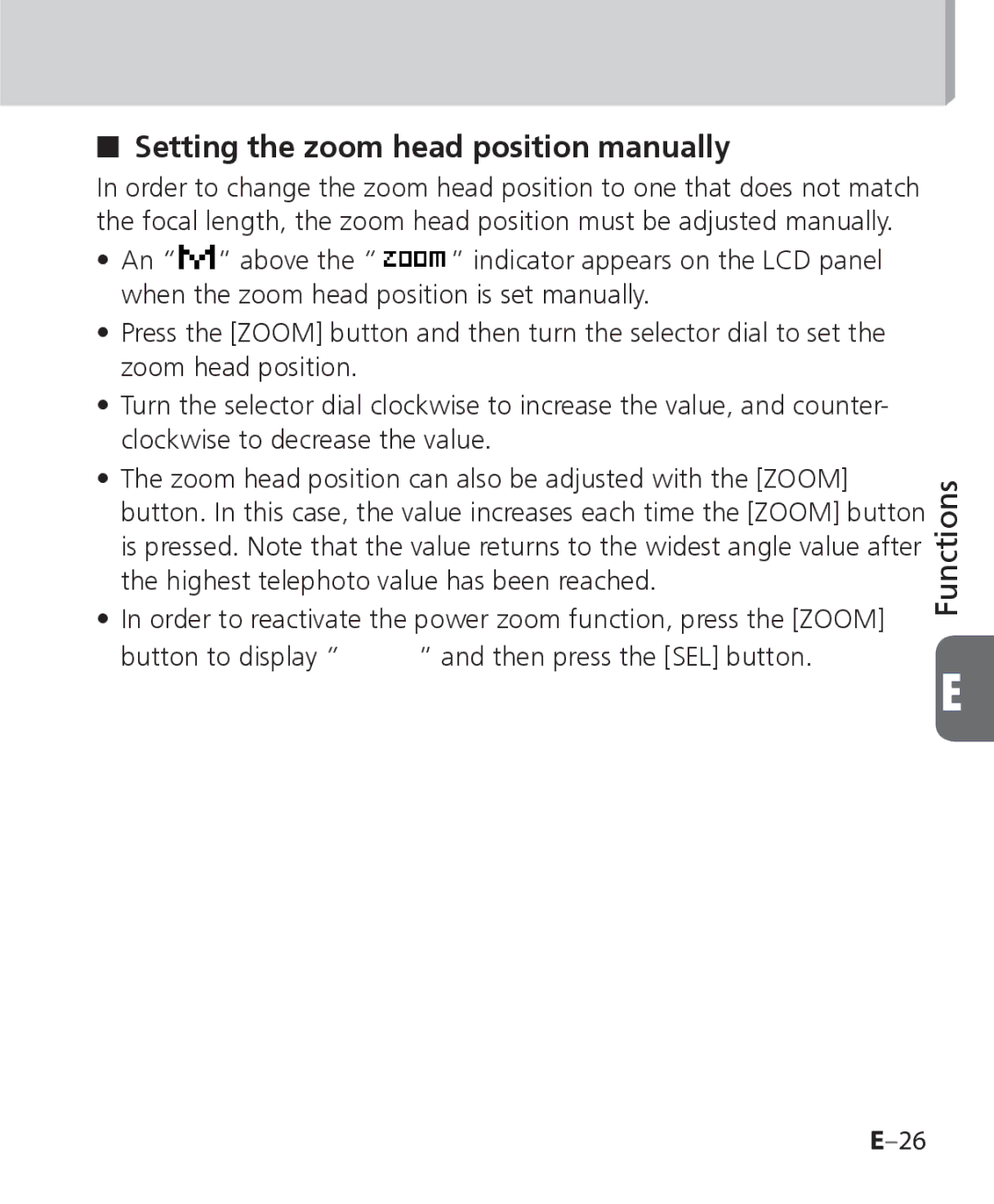 Nikon SB 700, SB-700 user manual Setting the zoom head position manually 