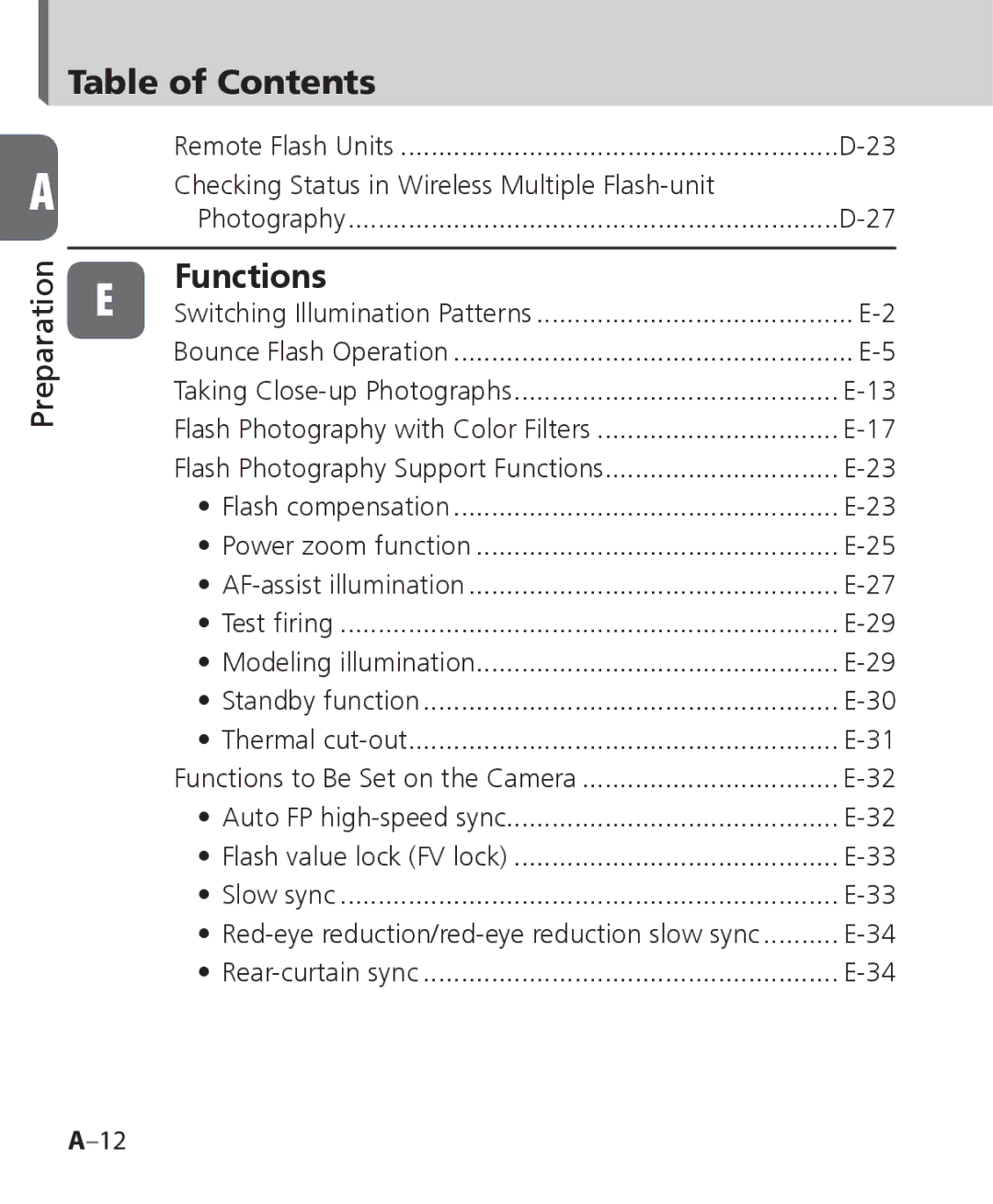 Nikon SB-700, SB 700 user manual Table of Contents, Functions 