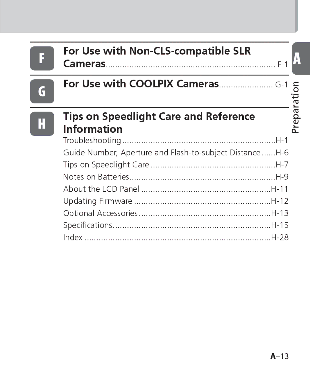 Nikon SB 700, SB-700 user manual For Use with Non-CLS-compatible SLR, Tips on Speedlight Care and Reference Information 