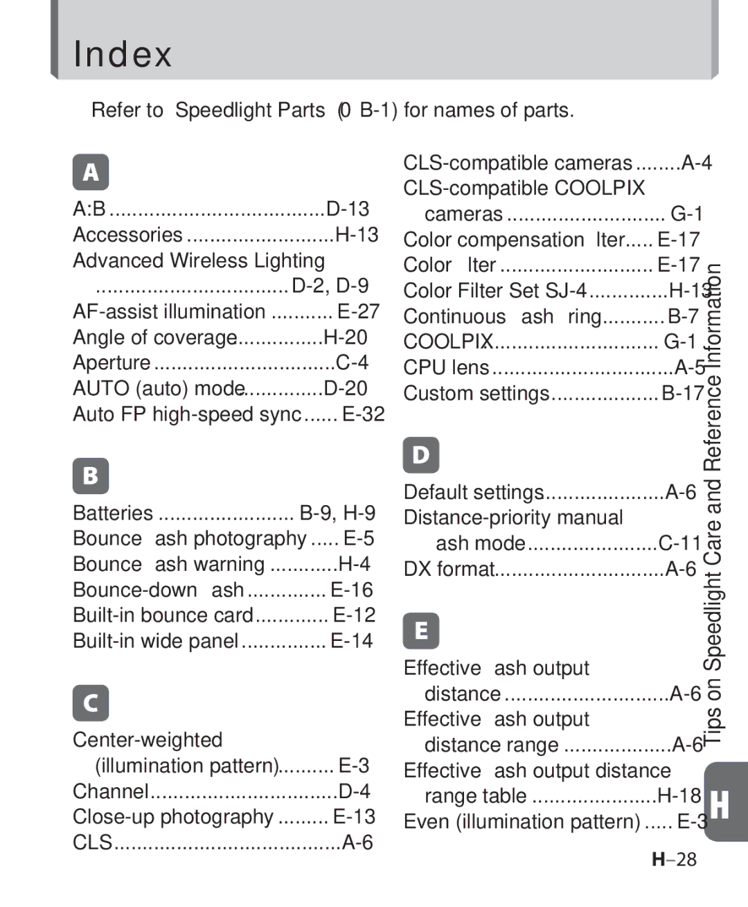 Nikon SB 700, SB-700 user manual Refer to Speedlight Parts 0B-1 for names of parts 