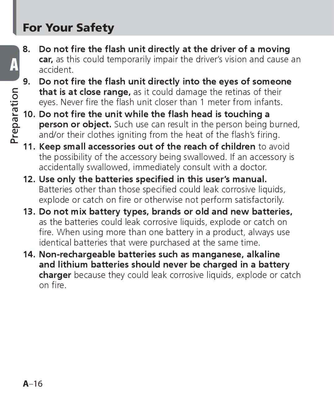 Nikon SB-700, SB 700 user manual For Your Safety 