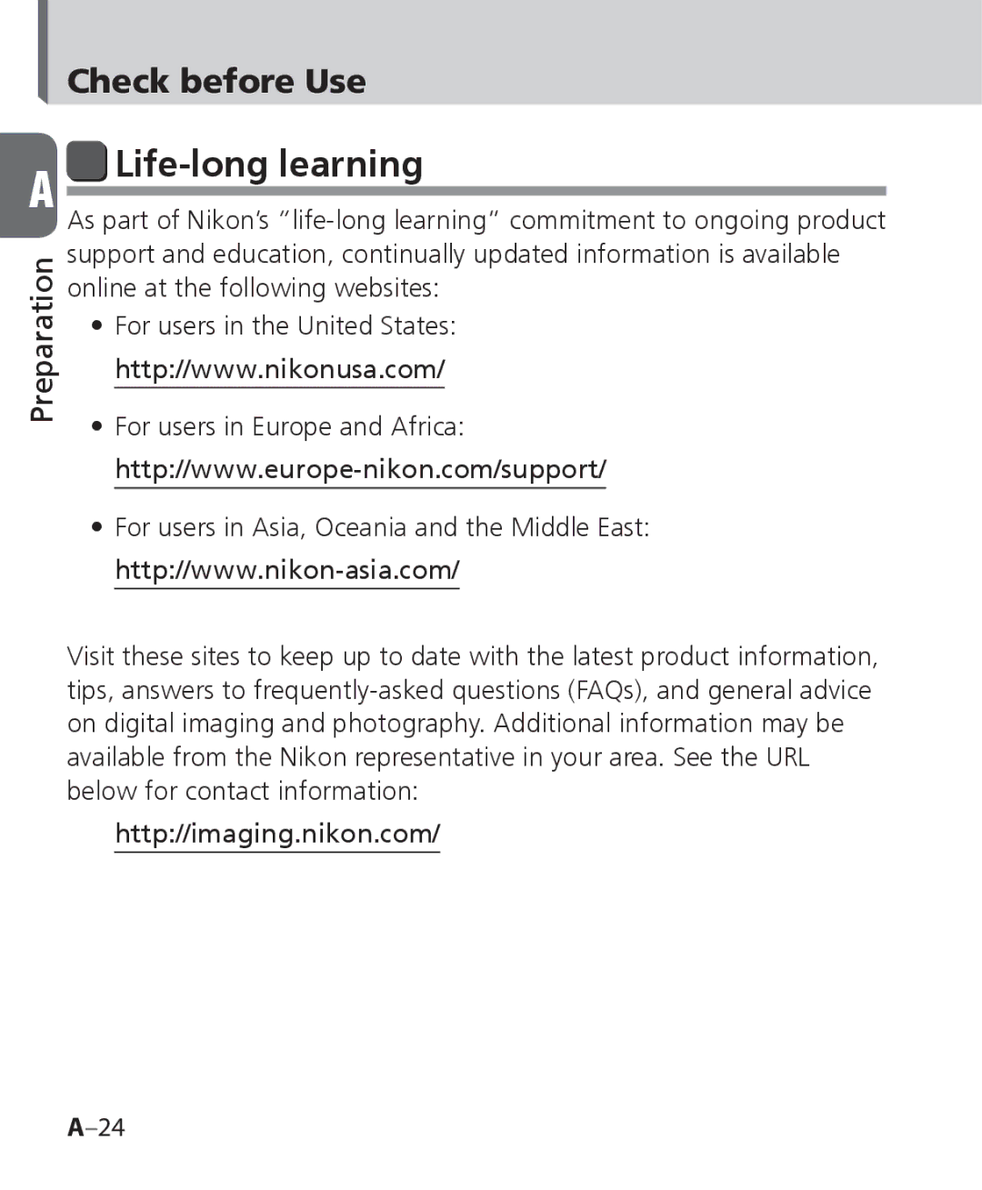 Nikon SB-700, SB 700 user manual Life-long learning, Check before Use 