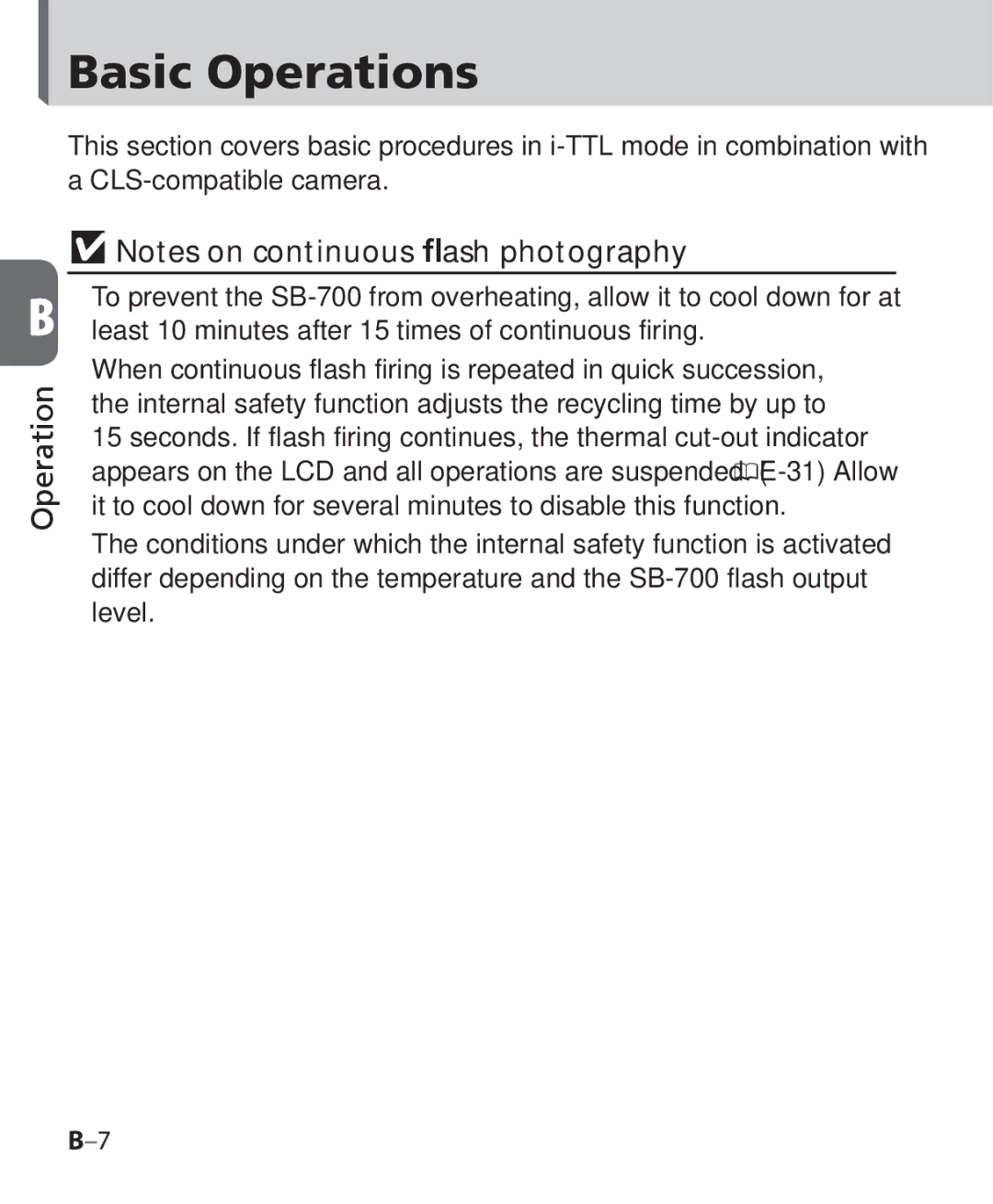 Nikon SB-700, SB 700 user manual Basic Operations 