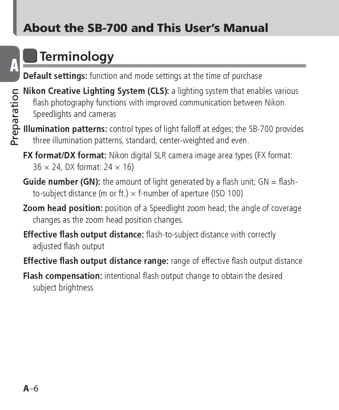 Nikon SB-700, SB 700 user manual Terminology 