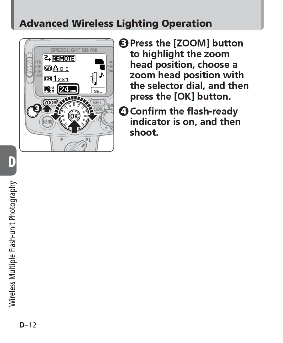 Nikon SB-700, SB 700 user manual Wireless Multiple Flash-unit Photography 