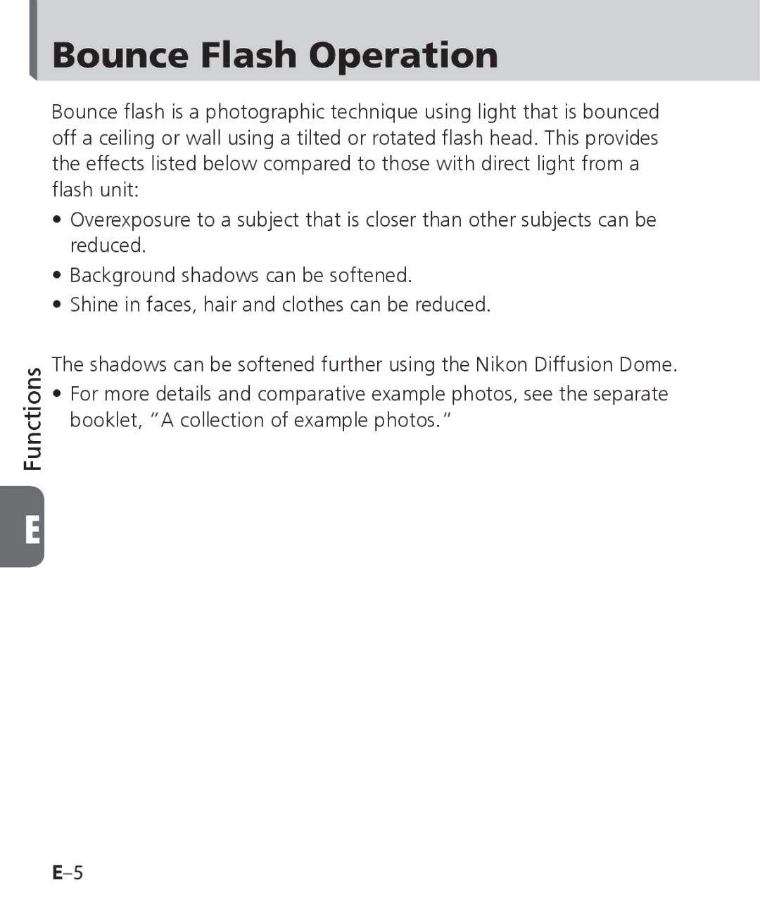 Nikon SB-700, SB 700 user manual Bounce Flash Operation 