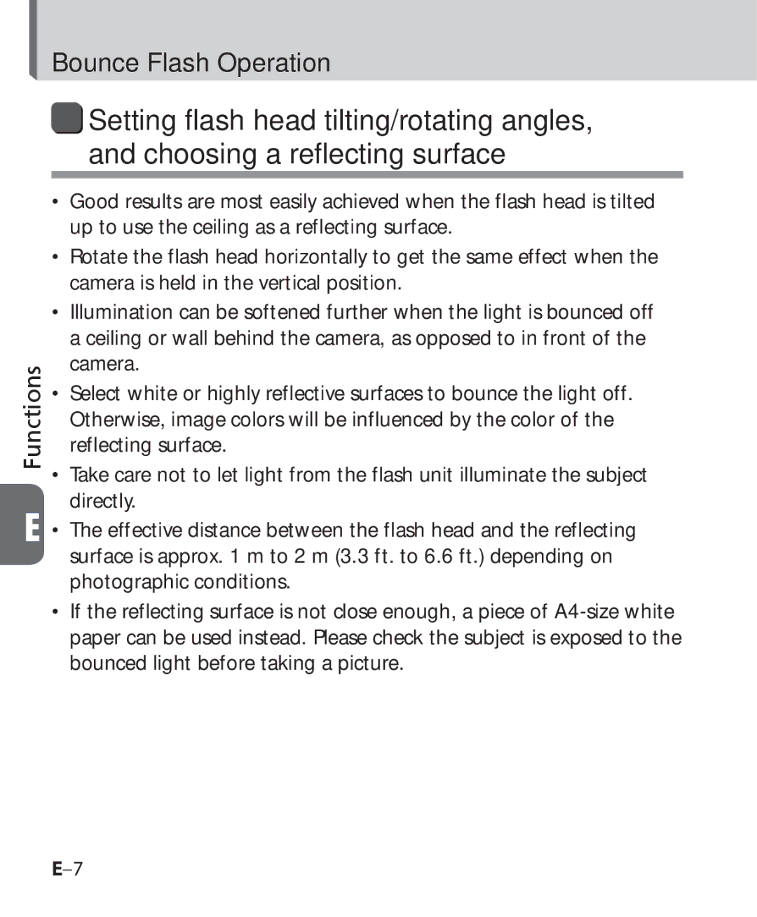 Nikon SB-700, SB 700 user manual Bounce Flash Operation 