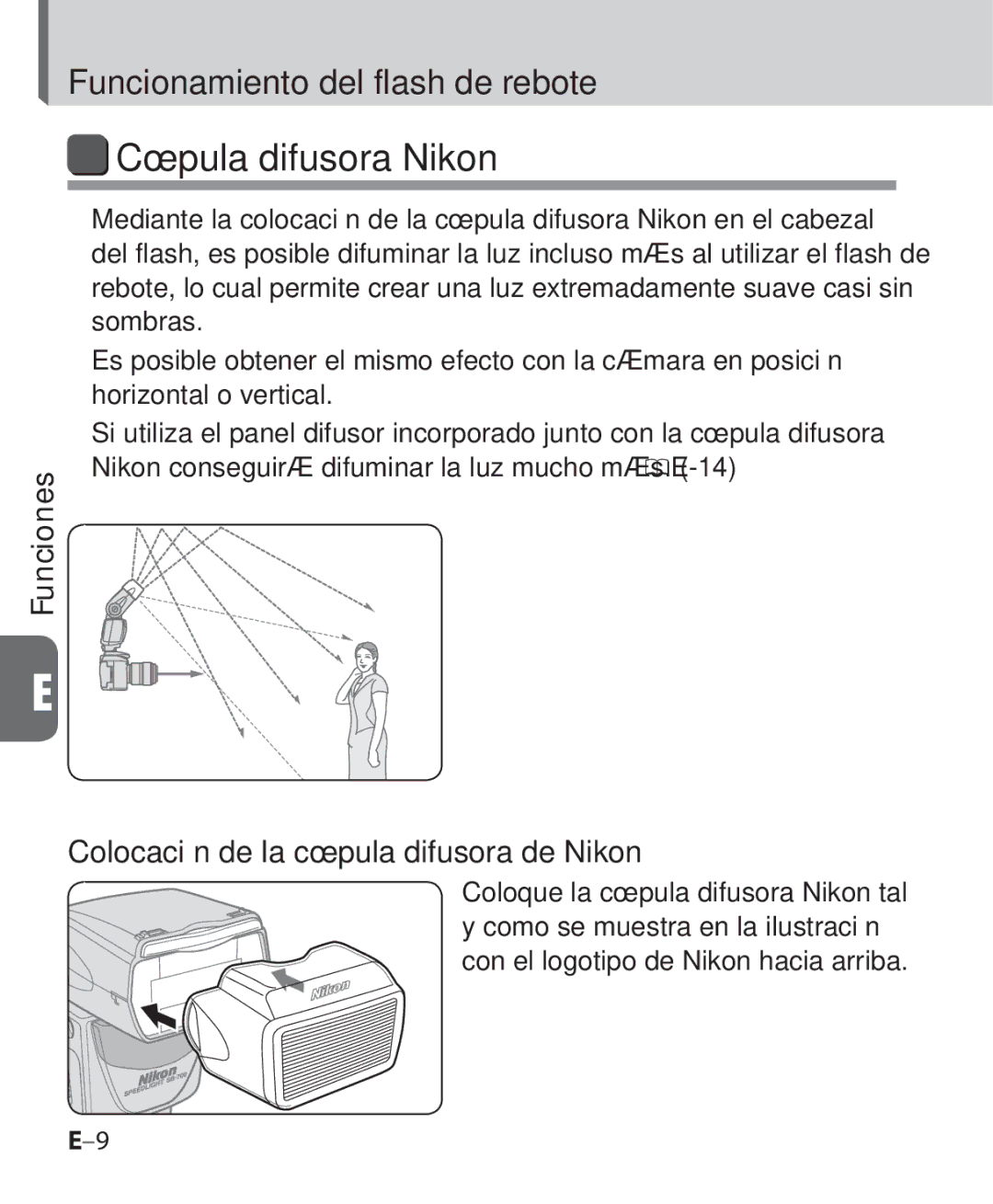 Nikon SB-700 manual Cúpula difusora Nikon, Colocación de la cúpula difusora de Nikon 