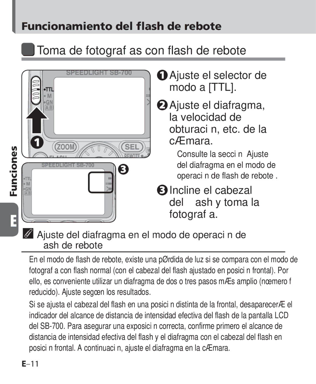 Nikon SB-700 manual Toma de fotografías con flash de rebote 