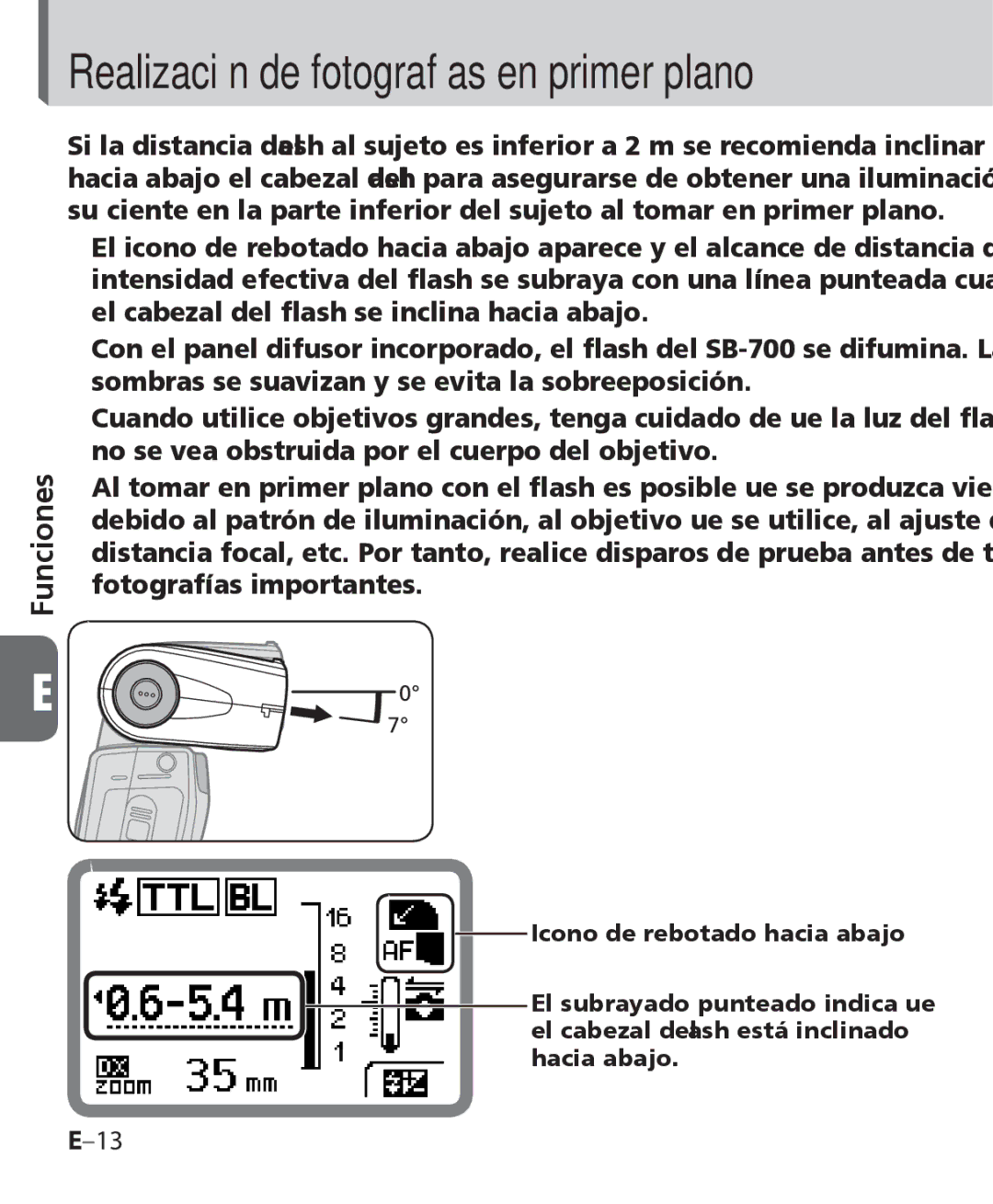 Nikon SB-700 manual Realización de fotografías en primer plano 