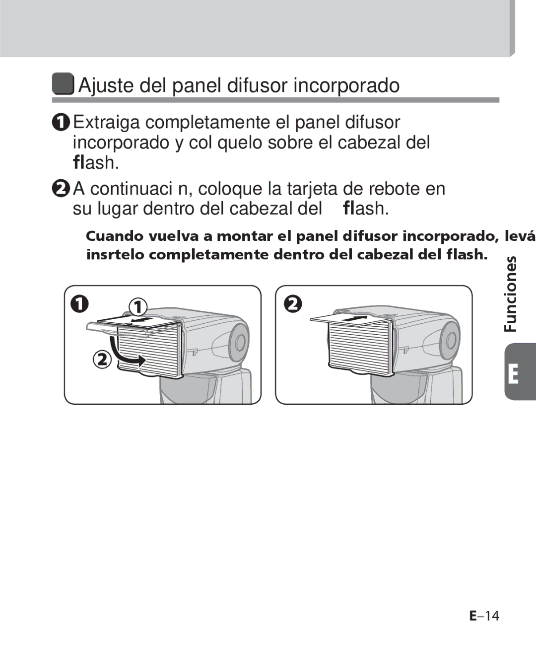 Nikon SB-700 manual Ajuste del panel difusor incorporado 