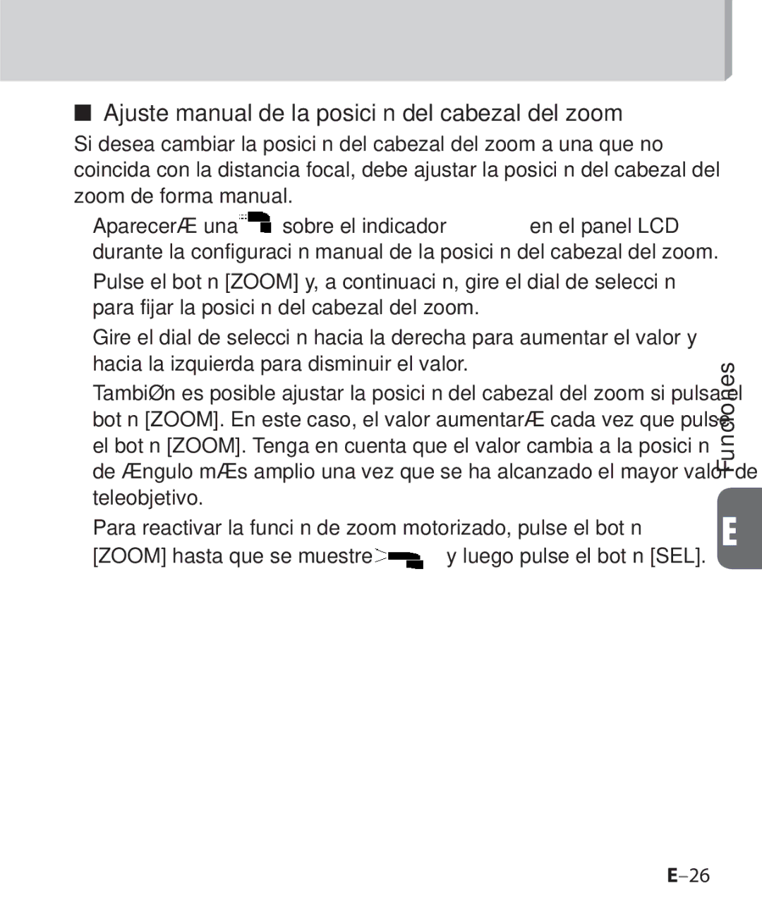 Nikon SB-700 Ajuste manual de la posición del cabezal del zoom 