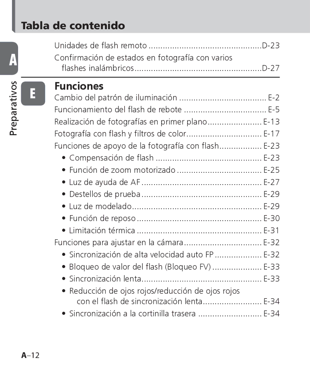 Nikon SB-700 manual Tabla de contenido, Funciones 