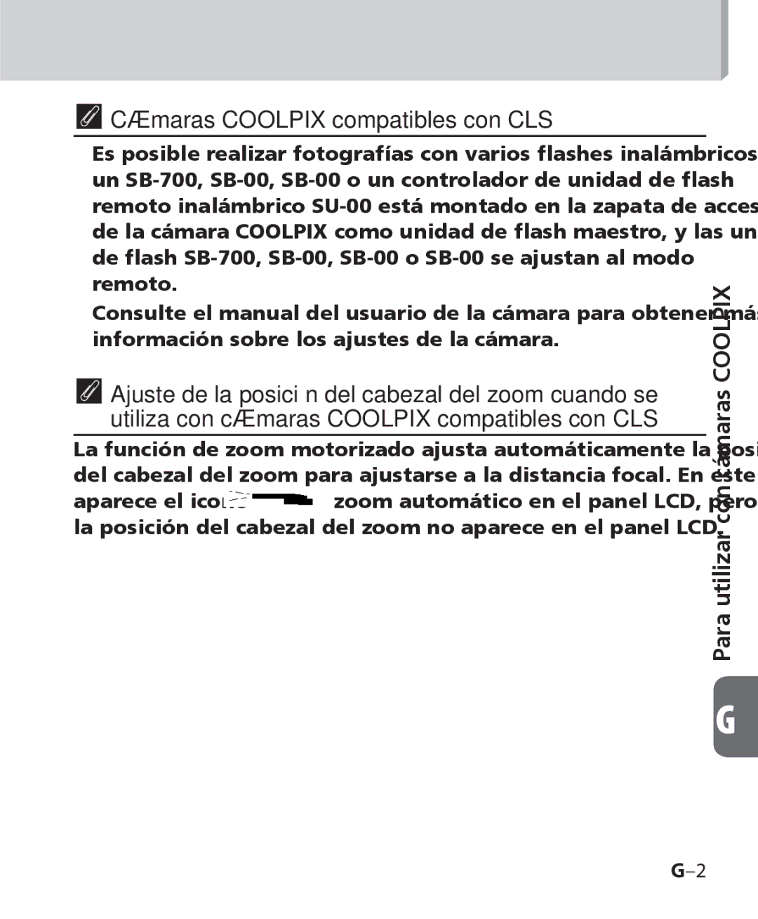 Nikon SB-700 manual Cámaras Coolpix compatibles con CLS 
