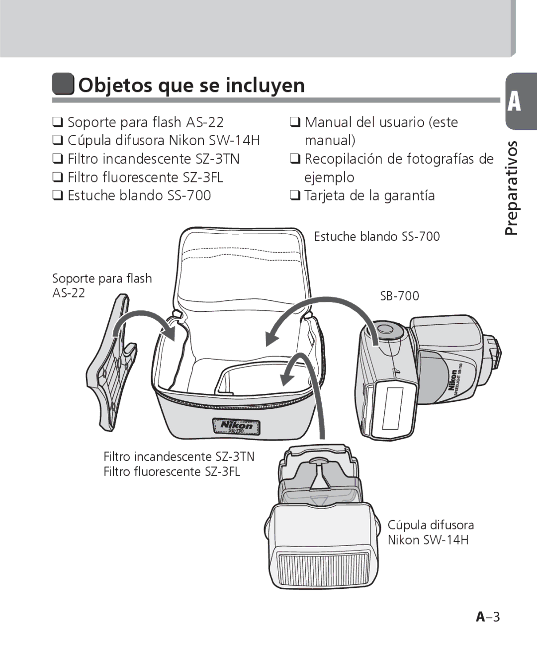 Nikon SB-700 manual Objetos que se incluyen 