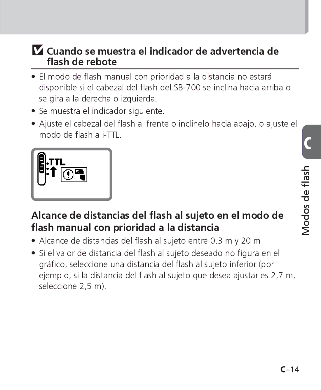 Nikon SB-700 manual Modos de ﬂash 
