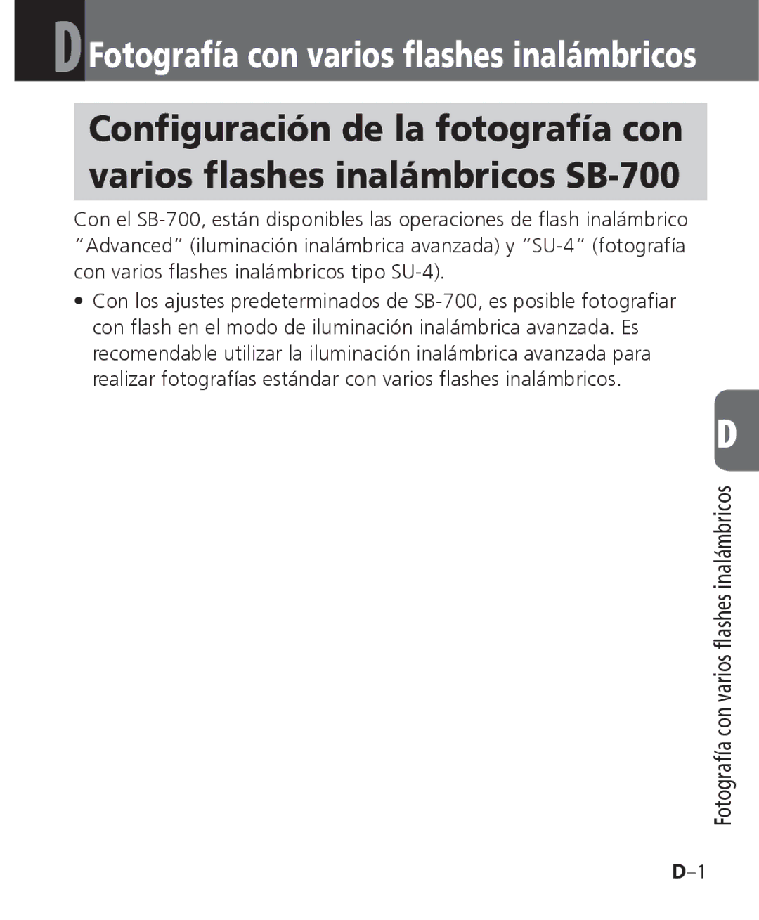 Nikon manual Varios flashes inalámbricos SB-700 