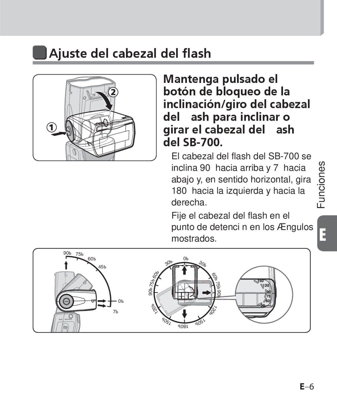 Nikon SB-700 manual Ajuste del cabezal del flash 