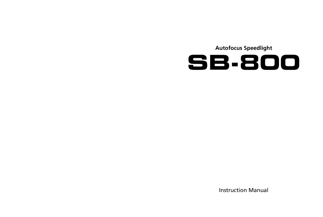 Nikon SB-800 instruction manual Contents 