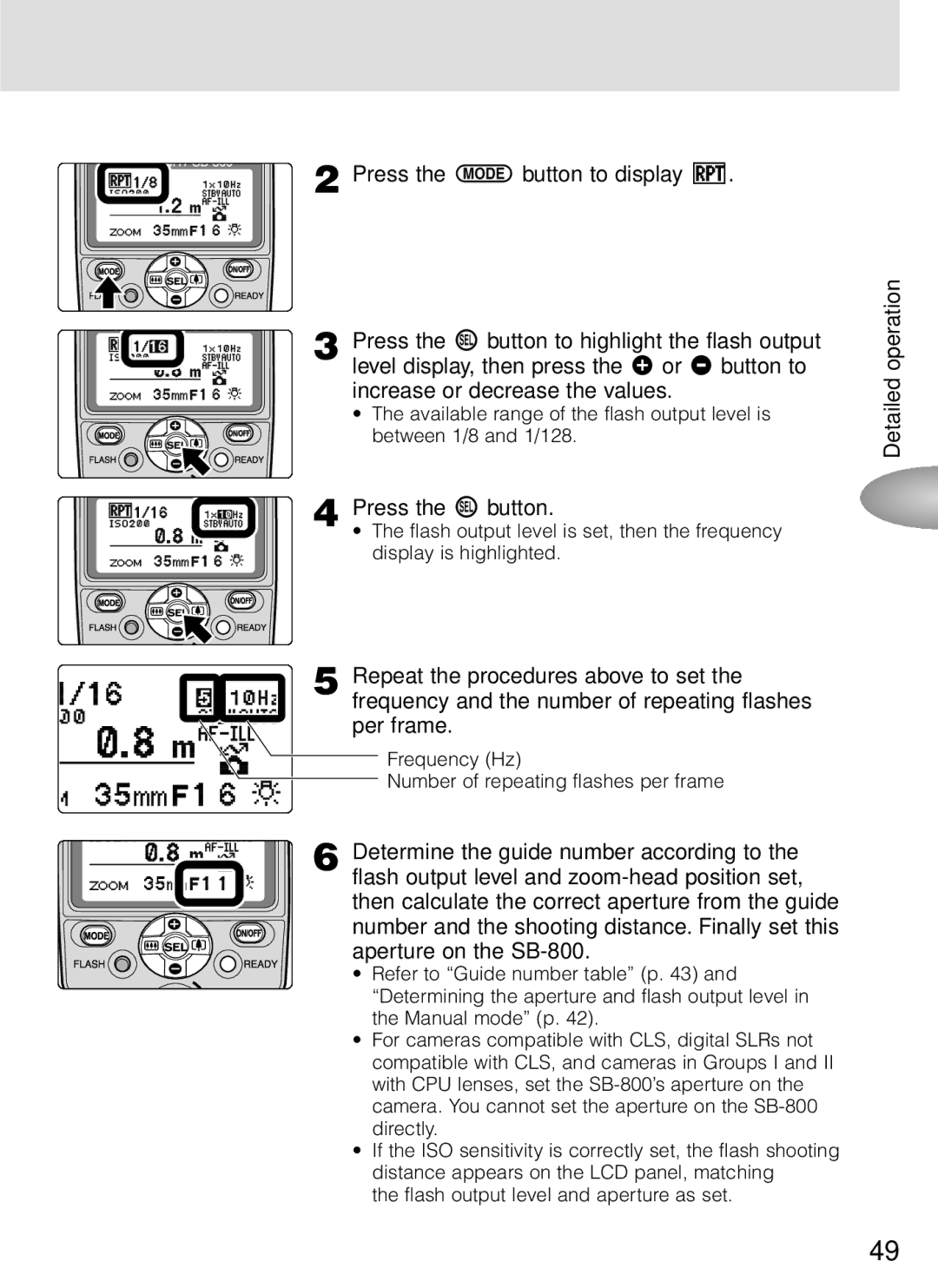 Nikon SB-800 instruction manual Press the g button 