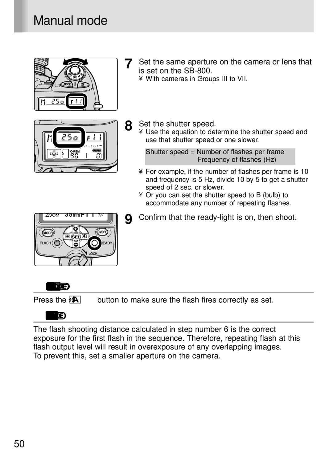 Nikon SB-800 Making sure the flash fires correctly before shooting, Exposure compensation in Repeating flash operation 