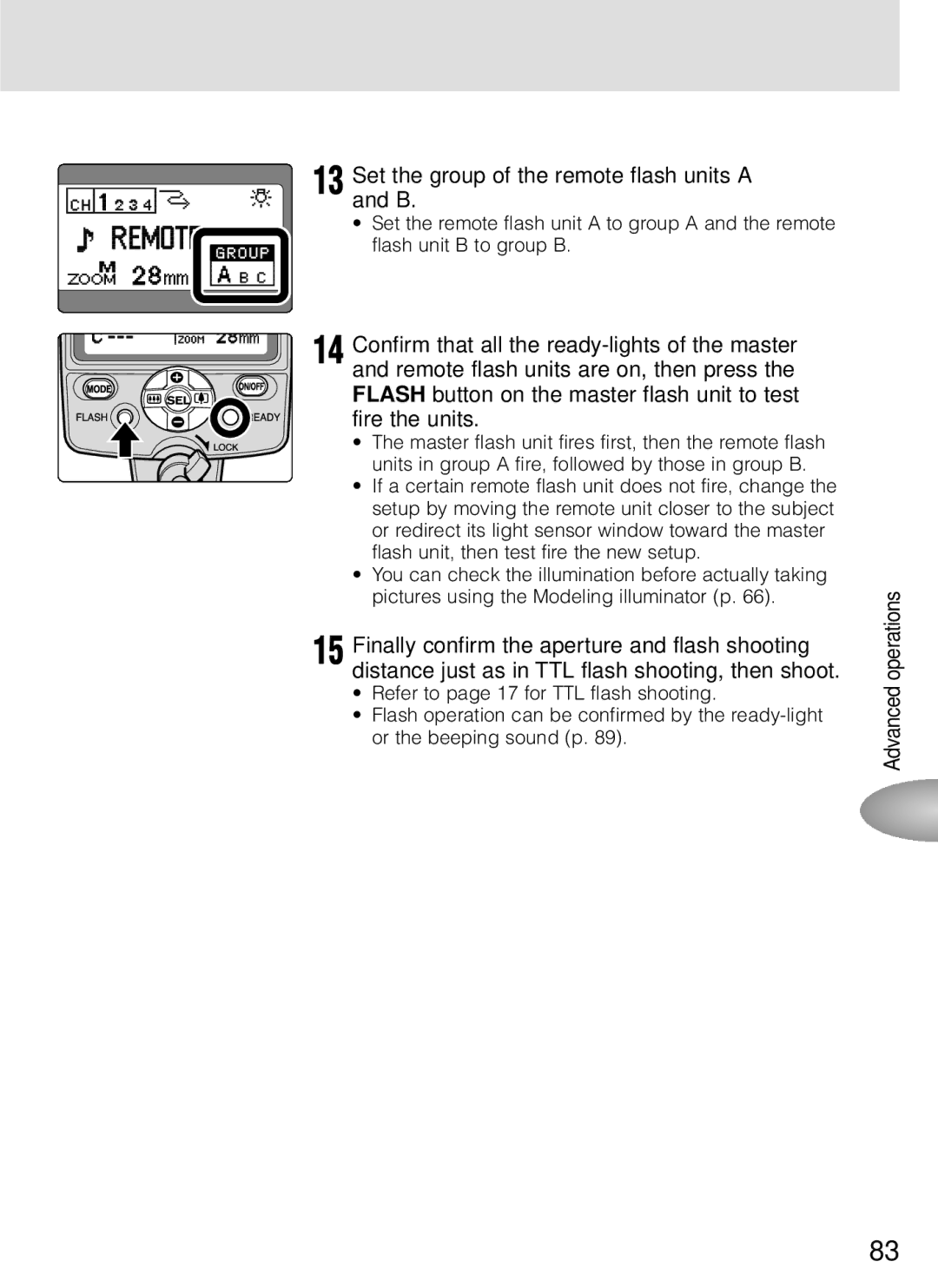 Nikon SB-800 instruction manual Set the group of the remote flash units a and B 