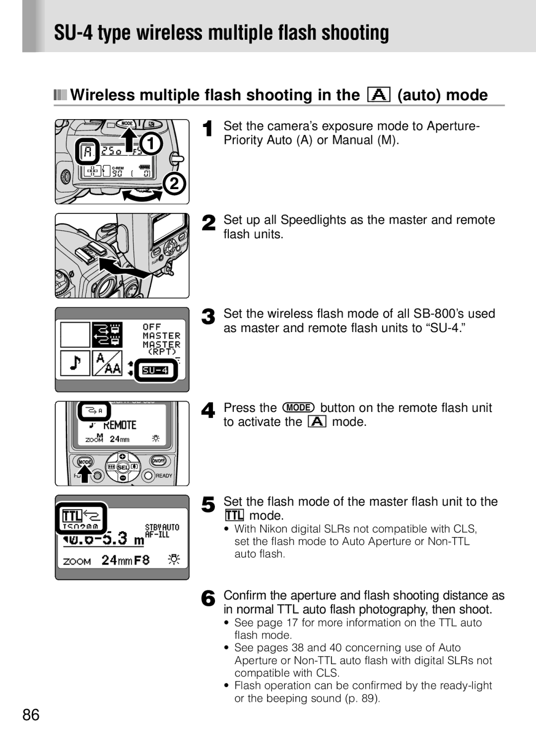 Nikon SB-800 SU-4 type wireless multiple flash shooting, Wireless multiple flash shooting in the a auto mode 