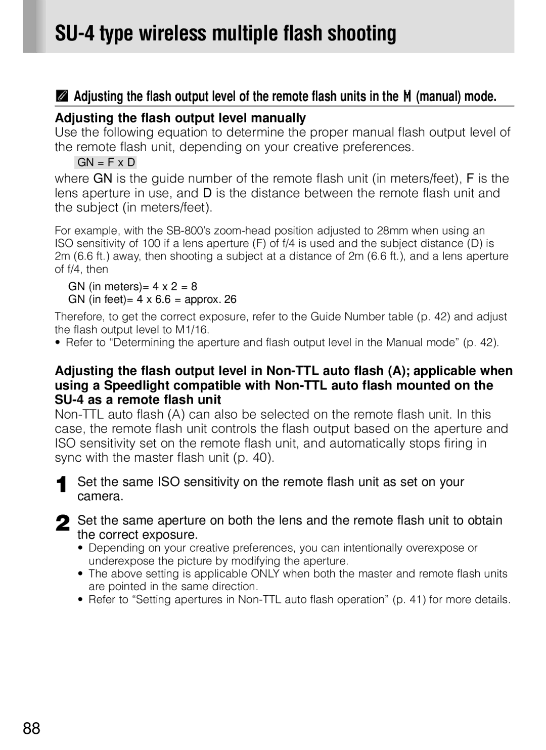 Nikon SB-800 instruction manual Adjusting the flash output level manually 