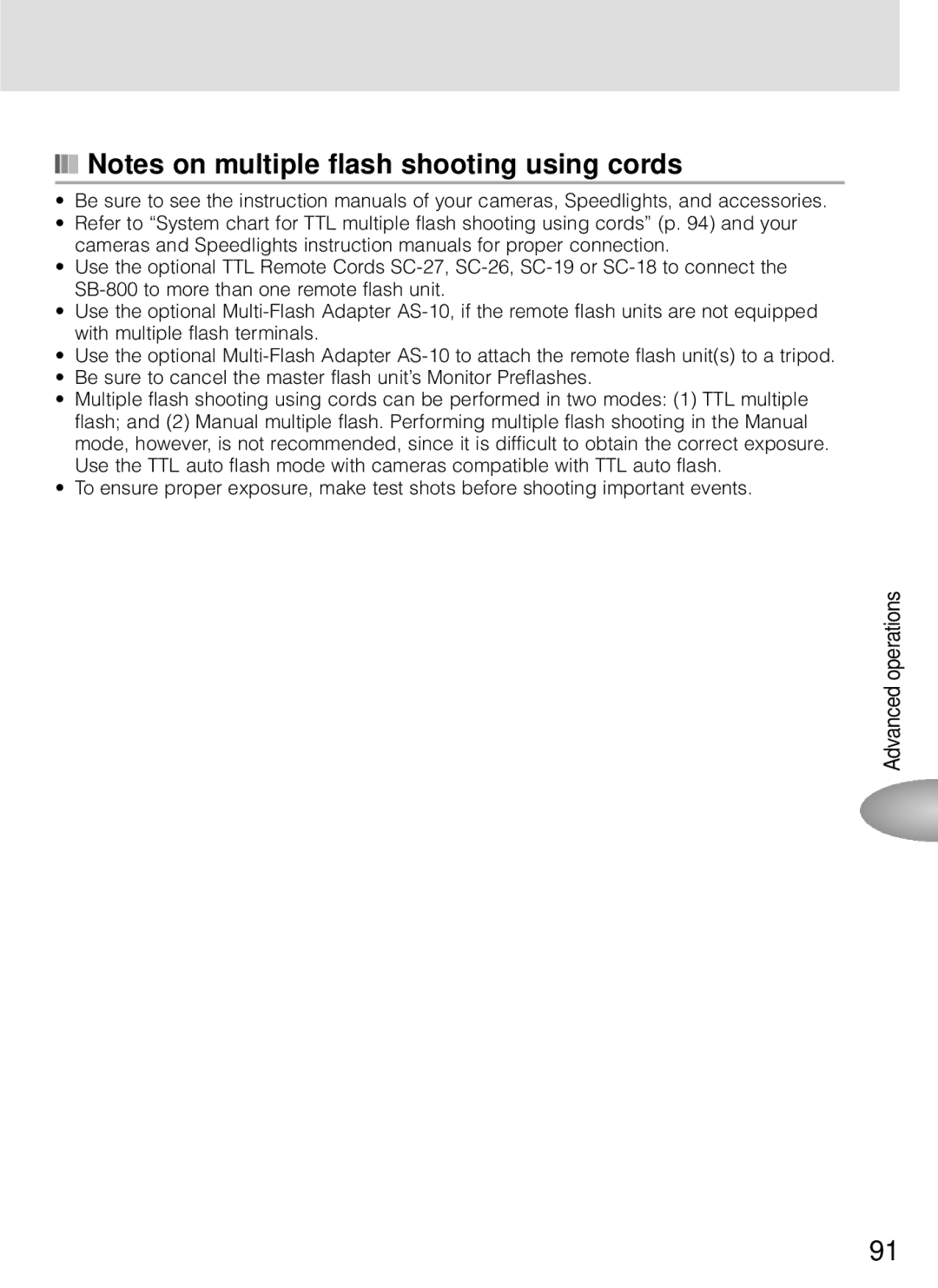 Nikon SB-800 instruction manual Advanced operations 