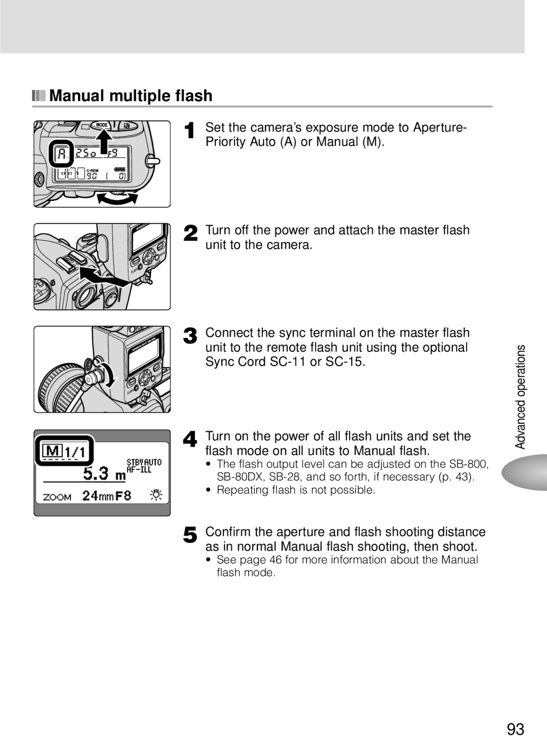 Nikon SB-800 instruction manual Manual multiple flash 