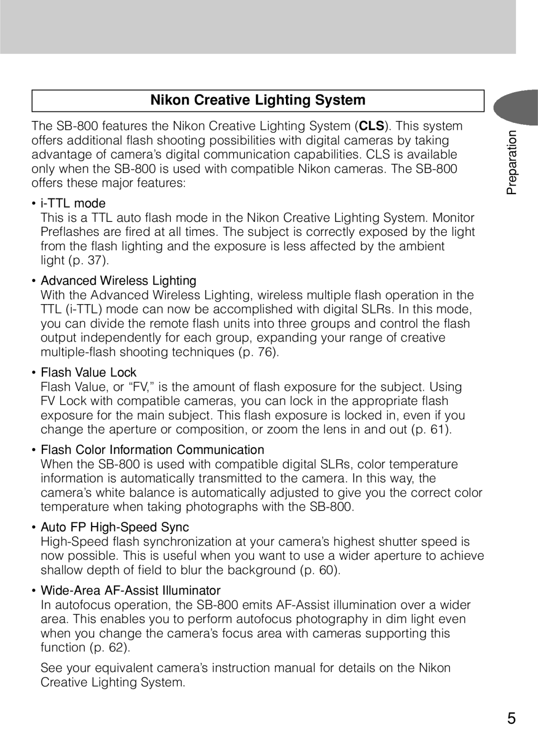 Nikon SB-800 instruction manual Nikon Creative Lighting System 