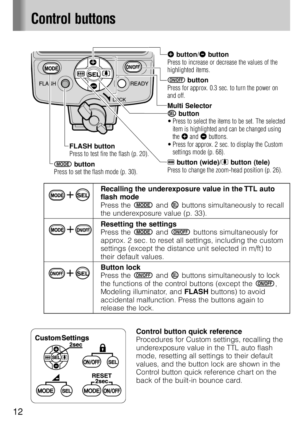 Nikon SB-800 instruction manual Flash button 