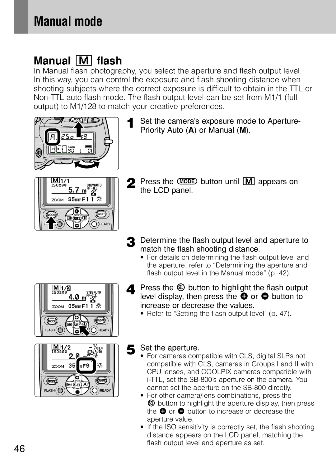 Nikon SB-800 instruction manual Manual G flash 