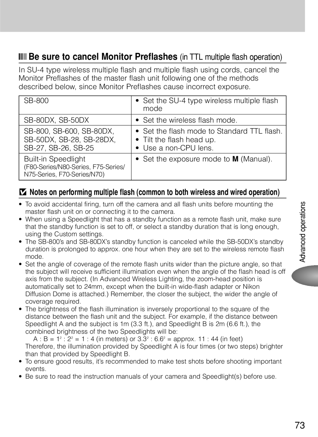 Nikon SB-800 instruction manual Advanced operations 