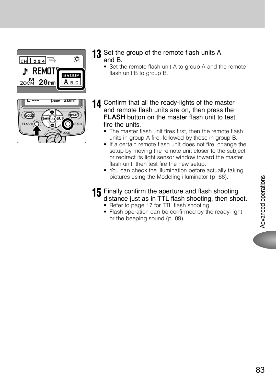 Nikon SB-800 instruction manual Set the group of the remote flash units a and B 