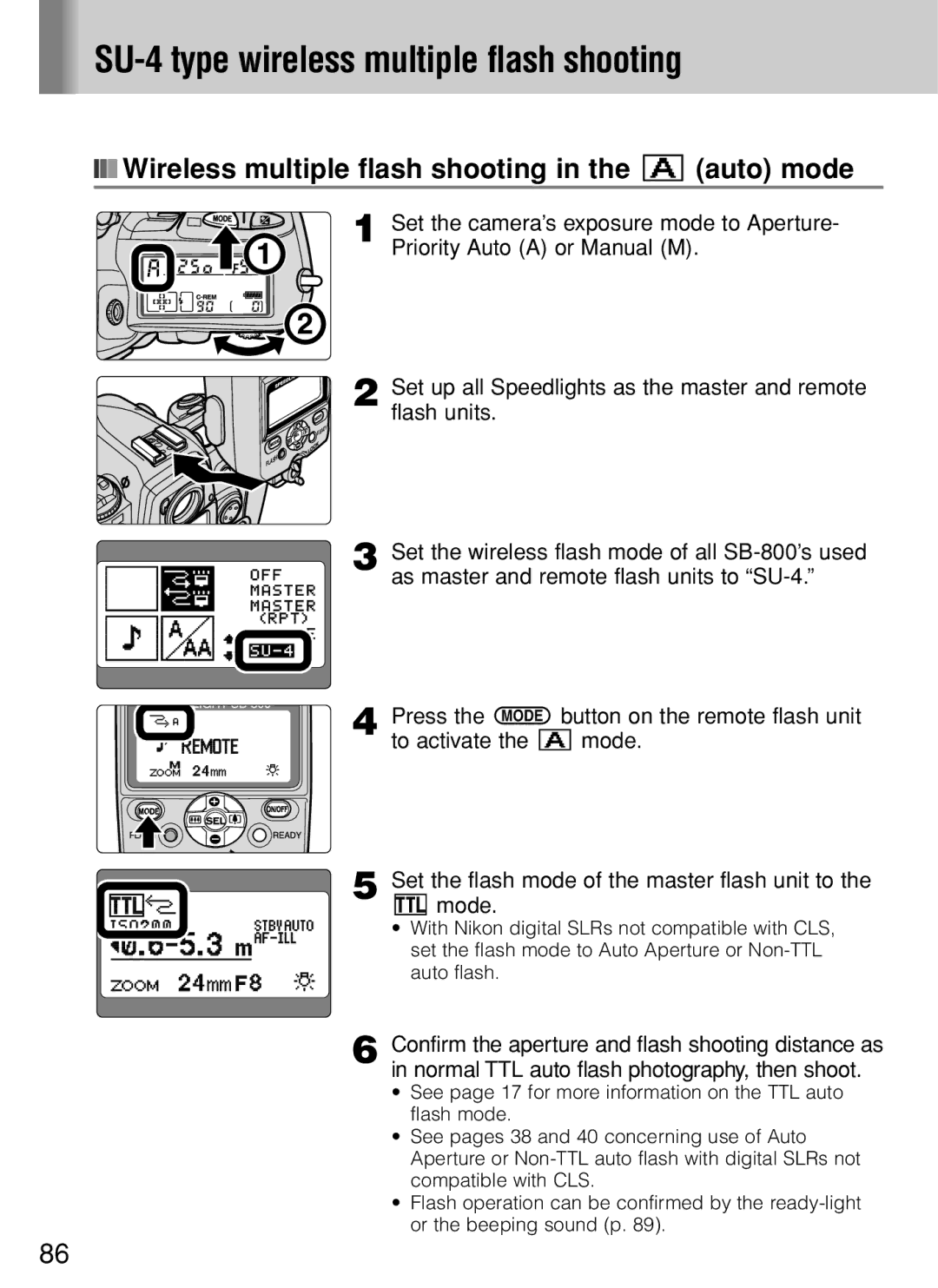 Nikon SB-800 SU-4 type wireless multiple flash shooting, Wireless multiple flash shooting in the a auto mode 