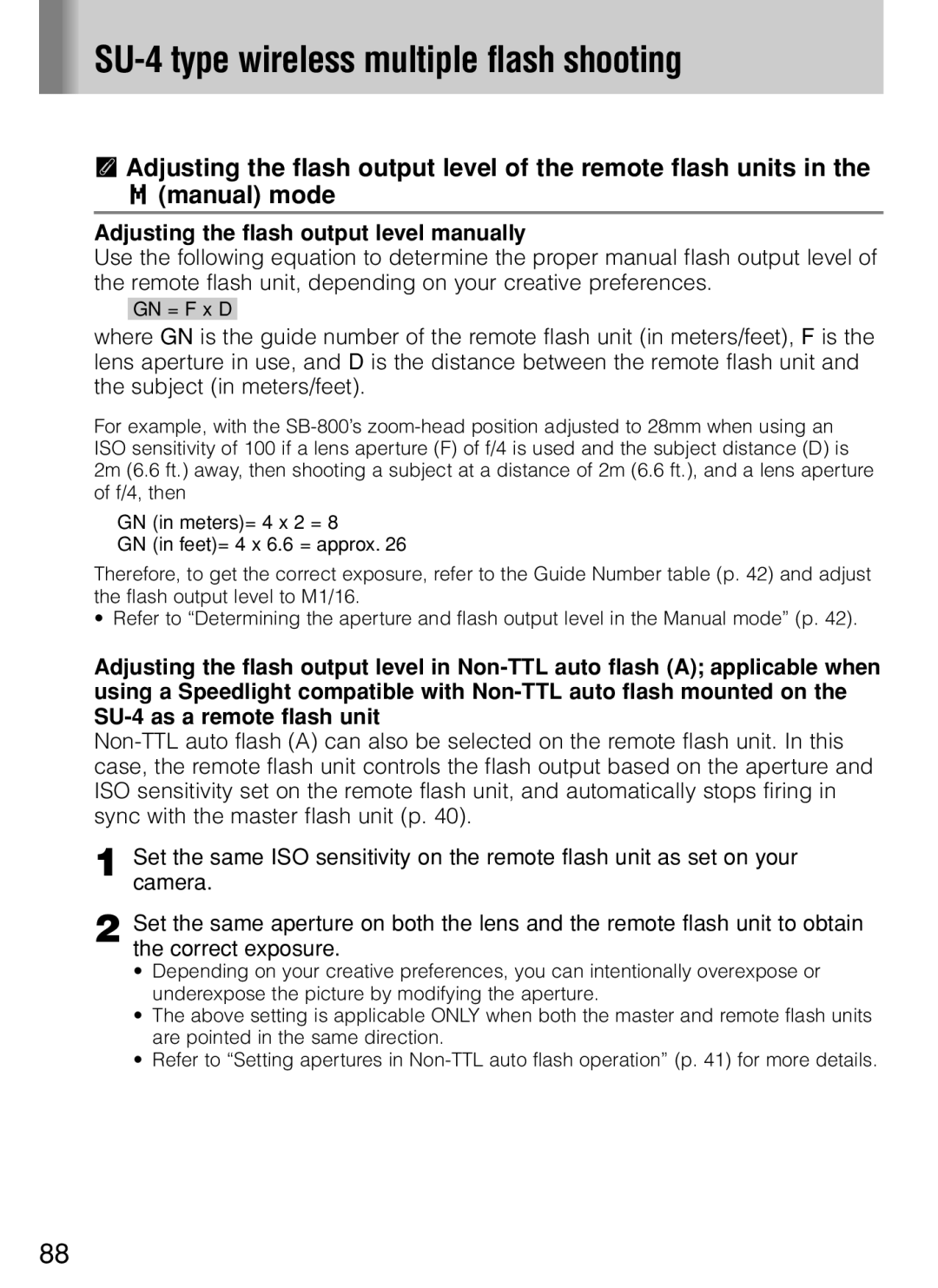 Nikon SB-800 instruction manual Adjusting the flash output level manually 