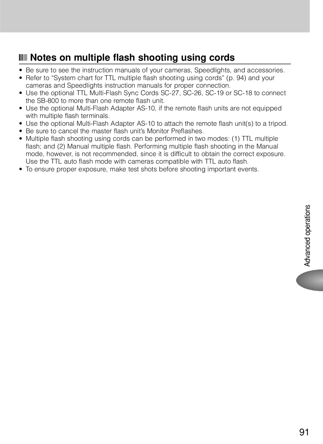 Nikon SB-800 instruction manual Advanced operations 