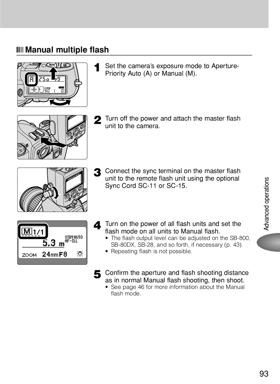 Nikon SB-800 instruction manual Manual multiple flash 