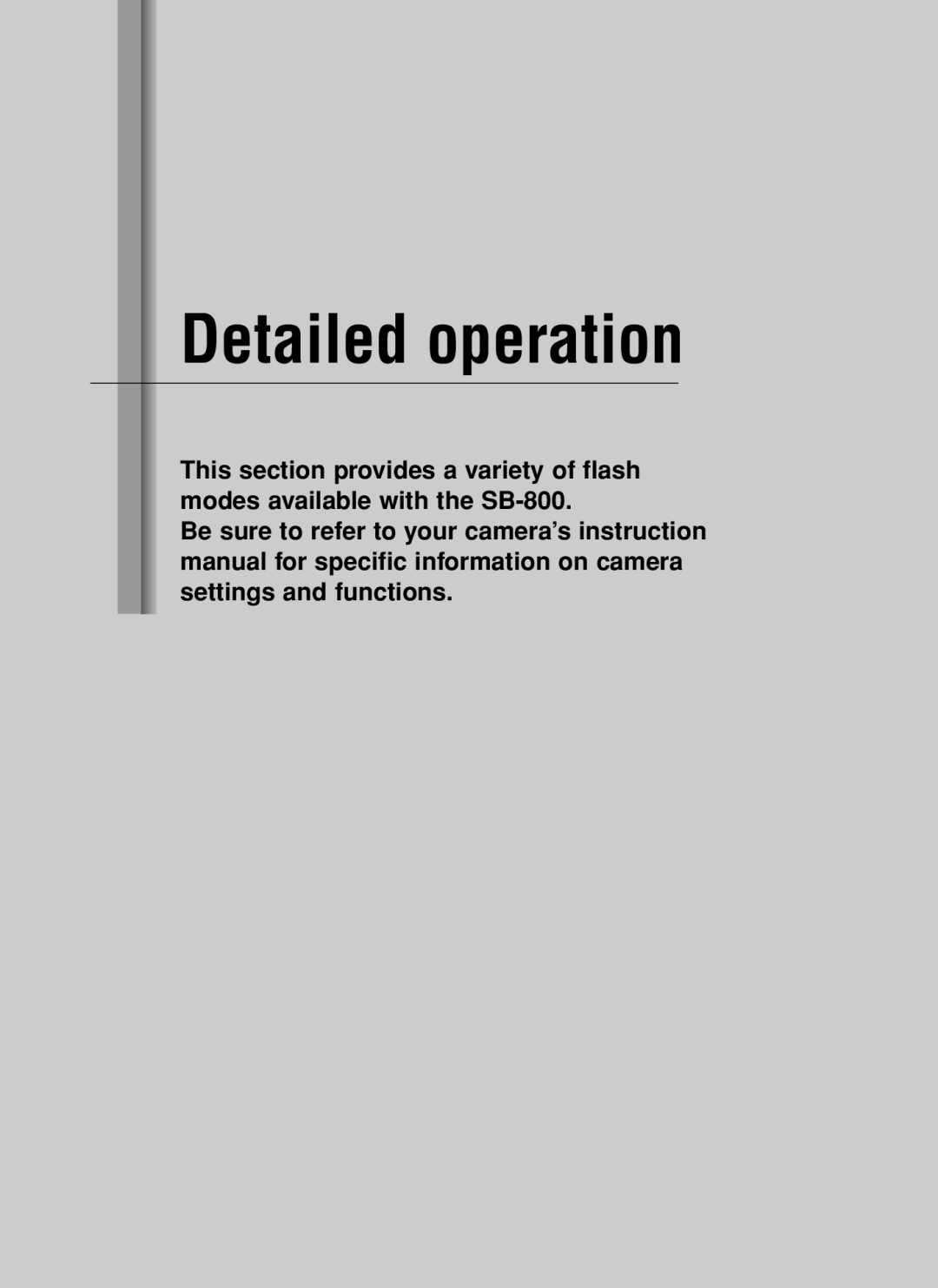 Nikon SB-800 instruction manual Detailed operation 