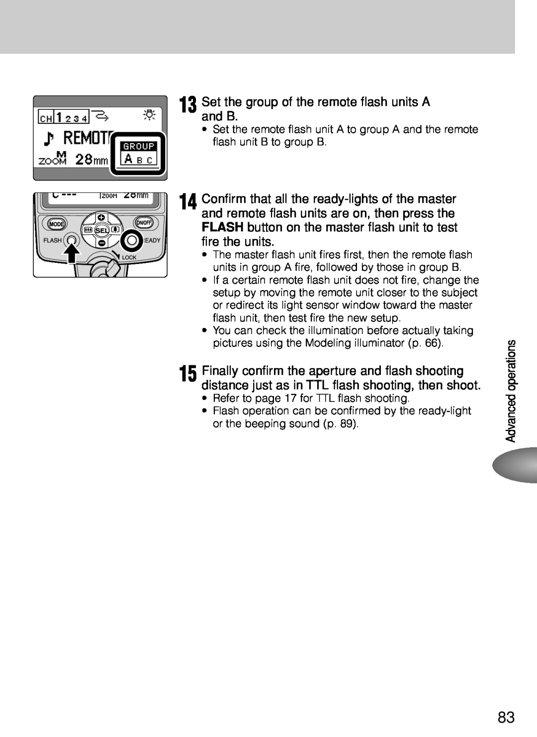 Nikon SB-800 instruction manual Set the group of the remote flash units A and B, Advanced operations 