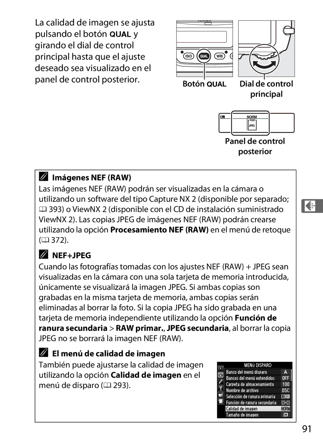 Nikon SB1L01 manual Botón T, El menú de calidad de imagen 