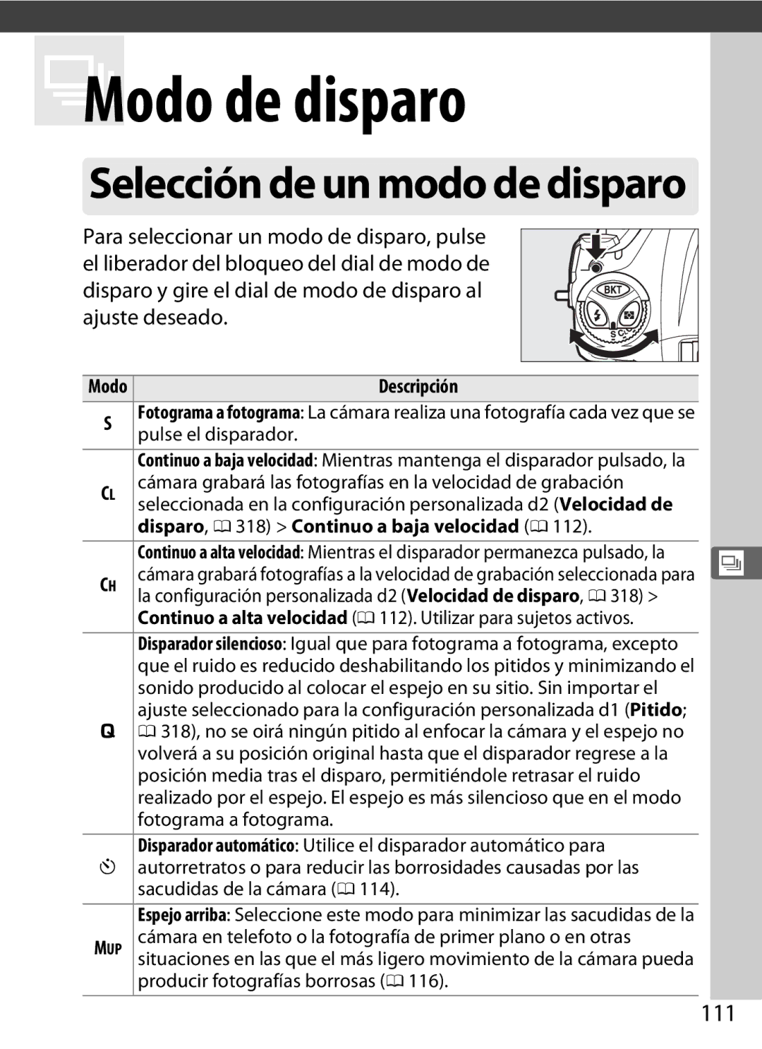 Nikon SB1L01 manual 111, Pulse el disparador, Cámara grabará las fotografías en la velocidad de grabación 